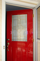The new front door with automotive paint and clear coat. (124 KB)